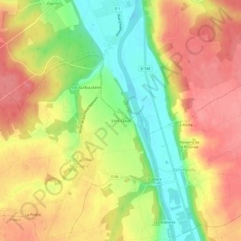 Mapa topográfico Saint-Claud, altitud, relieve