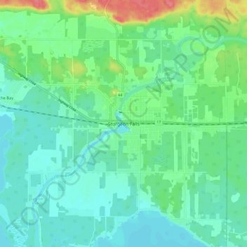 Mapa topográfico Sturgeon Falls, altitud, relieve