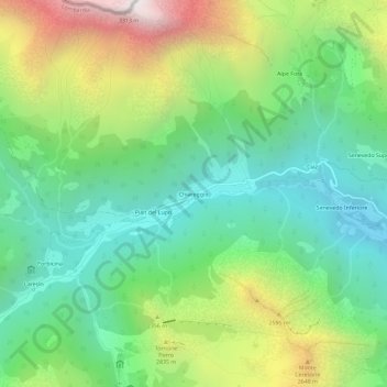 Mapa topográfico Chiareggio, altitud, relieve