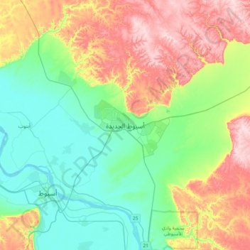 Mapa topográfico New Asyut, altitud, relieve