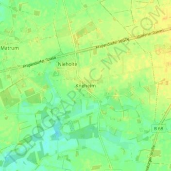 Mapa topográfico Kneheim, altitud, relieve