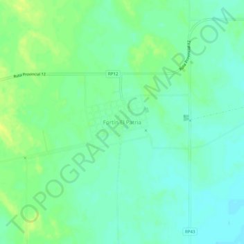 Mapa topográfico Fortín El Patria, altitud, relieve