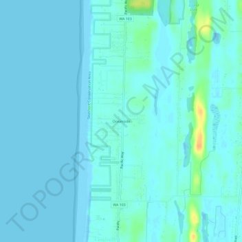 Mapa topográfico Oceanside, altitud, relieve