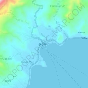Mapa topográfico Tubod Monte, altitud, relieve