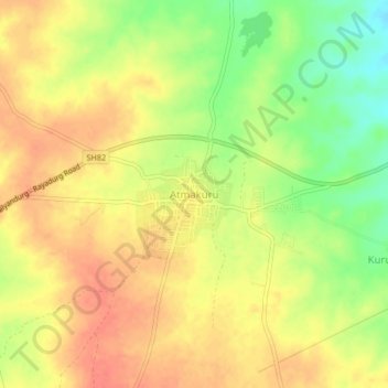 Mapa topográfico Atmakuru, altitud, relieve