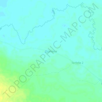 Mapa topográfico Djaména, altitud, relieve