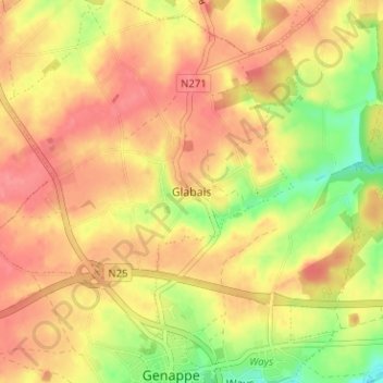 Mapa topográfico Glabais, altitud, relieve