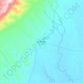 Mapa topográfico El Paujil, altitud, relieve