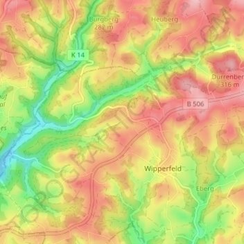 Mapa topográfico Wüstenhof, altitud, relieve
