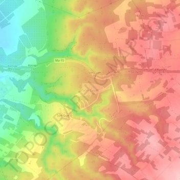Mapa topográfico Son Gual, altitud, relieve