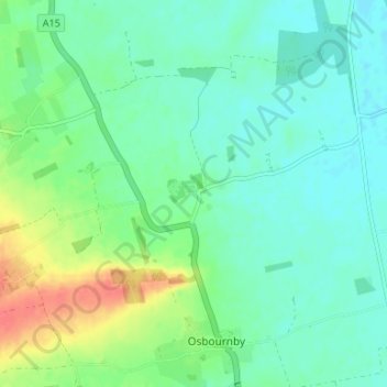 Mapa topográfico Aswarby, altitud, relieve