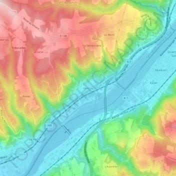 Mapa topográfico Vérenay, altitud, relieve