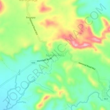 Mapa topográfico Mabato-bato, altitud, relieve