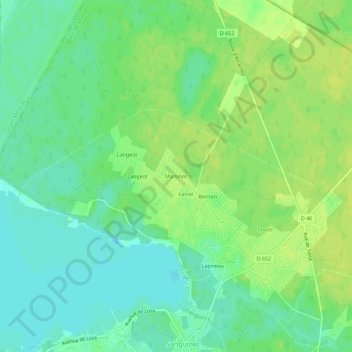 Mapa topográfico Martinot, altitud, relieve