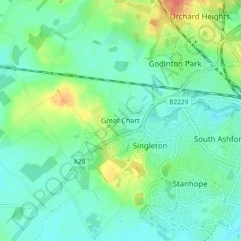 Mapa topográfico Great Chart, altitud, relieve