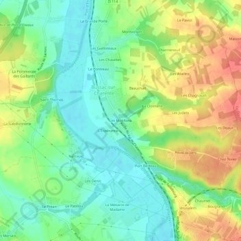 Mapa topográfico Les Motillons, altitud, relieve