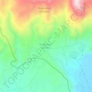Mapa topográfico Pagaralam Ulubelu, altitud, relieve