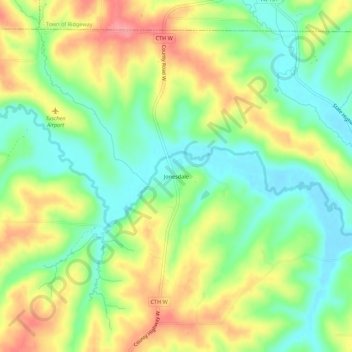 Mapa topográfico Jonesdale, altitud, relieve