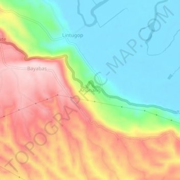 Mapa topográfico Anonang, altitud, relieve
