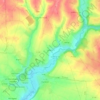 Mapa topográfico La Barre, altitud, relieve