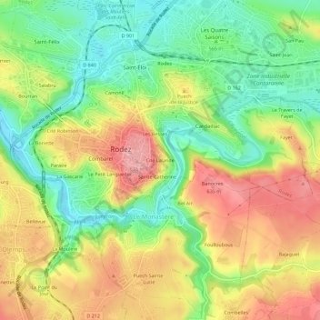 Mapa topográfico Cité Lalande, altitud, relieve