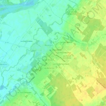 Mapa topográfico Le Gros Melon, altitud, relieve