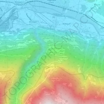 Mapa topográfico Piateda Alta, altitud, relieve