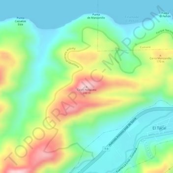 Mapa topográfico Cerro Naiguata, altitud, relieve