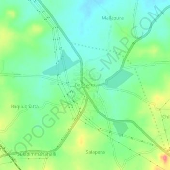 Mapa topográfico Banavara, altitud, relieve
