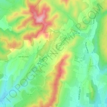 Mapa topográfico Les Riailles, altitud, relieve