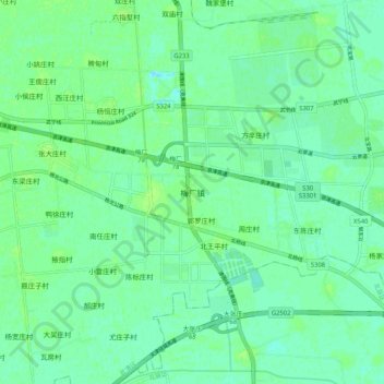 Mapa topográfico Meichang, altitud, relieve