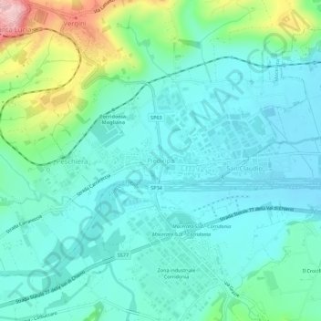 Mapa topográfico Piediripa, altitud, relieve