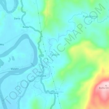 Mapa topográfico Taulan, altitud, relieve