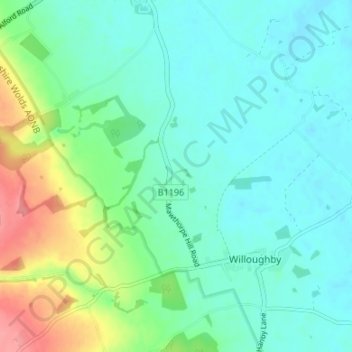 Mapa topográfico Mawthorpe, altitud, relieve