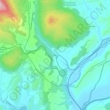 Mapa topográfico Cuena, altitud, relieve