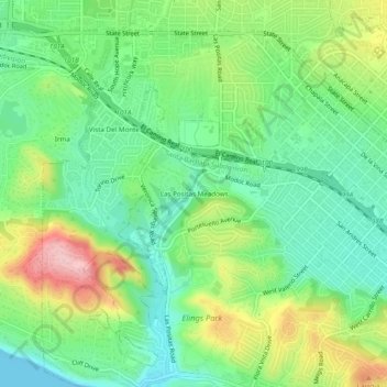 Mapa topográfico Las Positas Meadows, altitud, relieve