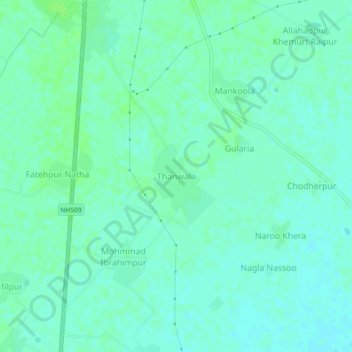 Mapa topográfico Thanwala, altitud, relieve