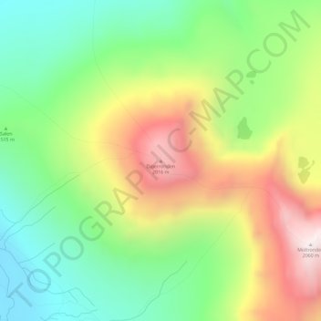 Mapa topográfico Digerronden, altitud, relieve