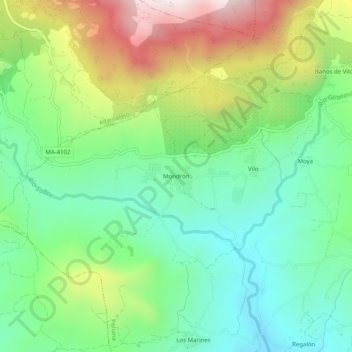 Mapa topográfico Mondrón, altitud, relieve