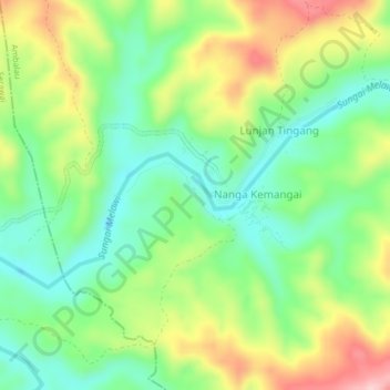 Mapa topográfico Bukit Tinggi, altitud, relieve