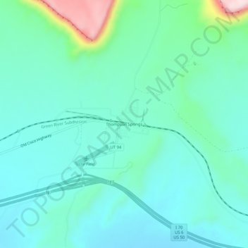 Mapa topográfico Thompson Springs, altitud, relieve
