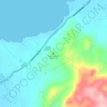 Mapa topográfico Cape Bojeador Lighthouse, altitud, relieve