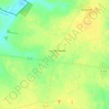 Mapa topográfico Oinville, altitud, relieve