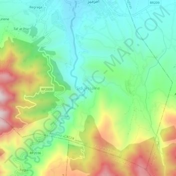 Mapa topográfico Sidi Hssaine, altitud, relieve