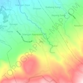Mapa topográfico Abo, altitud, relieve