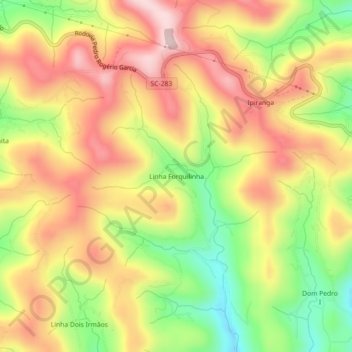 Mapa topográfico Linha Forquilinha, altitud, relieve