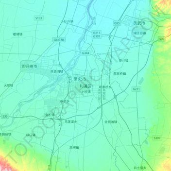 Mapa topográfico Litong, altitud, relieve