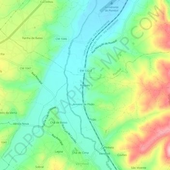 Mapa topográfico Roques, altitud, relieve