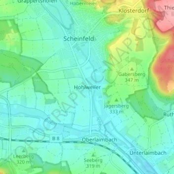 Mapa topográfico Hohlweiler, altitud, relieve