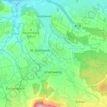 Mapa topográfico Manzen, altitud, relieve